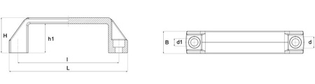 Handle with through holes for DIN 912 cylindrical screws L-150mm I-132mm