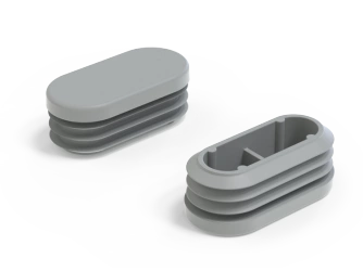 End cap for oval profiles A-40mm B-25mm, 1.0mm-2.5mm, black color