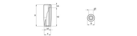 Handle with a smooth through hole D-20mm H-49mm d1-8.5mm