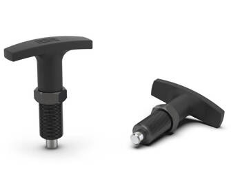 Locating pin without lock, with "T" handle, fine thread, made of blackened steel d-12