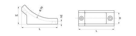 Saddle base for bent round tubes (slide) D-25mm L-72.5mm 2.0mm-2.5mm