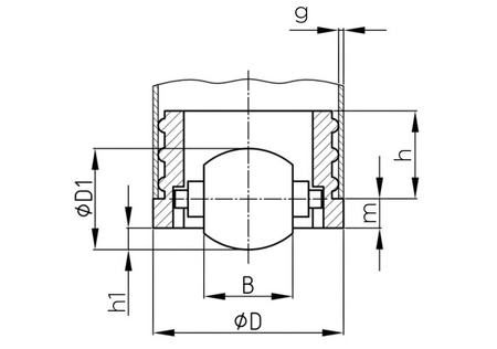 Recessed ring for round profiles D-40mm g-1.5mm D1-25mm