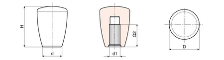 Hřídel určující MINI D-21mm d2-M8x0,75mm d1-5mm SW-10 s hřídelem z nerezové oceli