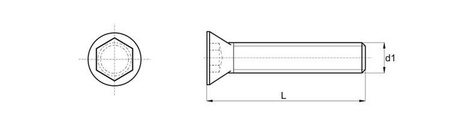 Flat countersunk head screw with internal hexagon M5 x 33mm, DIN 7991