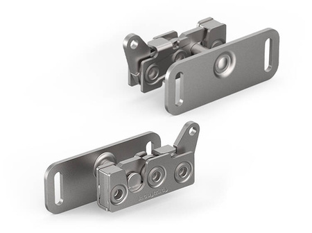 Rotary latch with parallel lever, single-stage, silent, M6, right, plate with pin