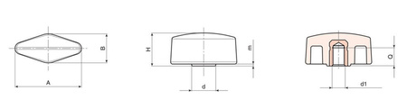 Flügelknopf mit nicht durchgehendem Gewindeeinsatz aus Edelstahl A-33mm M5