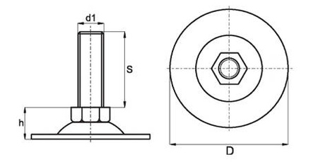 Stopka stała metalowa D-80mm M12 x 120mm