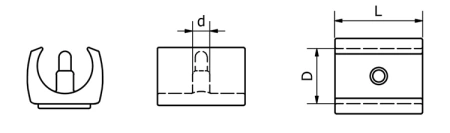 Saddle foot with a pin for round pipes (Slide) – with felt pad, D 23-25 mm, L-44 mm, pin Ø d-5.7 mm