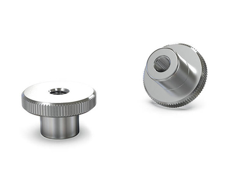 Knurled stainless steel knob with a threaded through hole D-24mm M6