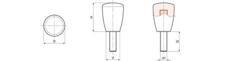 Uchwyt cylindryczny z trzpieniem gwintowanym D-43mm M12 x 30mm