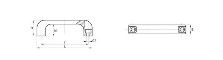 Handle with through holes L-140mm I-120mm d1-6.5mm