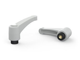 Hebelgriff EUROMODEL mit Gewindebuchse und Knopf R-80mm M10, RAL7035