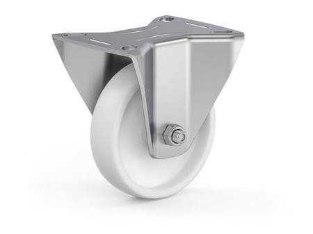 Fixed caster set, mounting plate, plain bearing, PP wheel D-40mm a-17mm