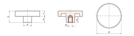 Pokrętło cylindryczne z tuleją gładką D-50mm D8