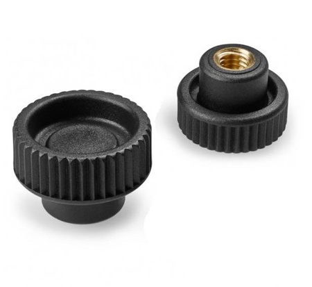 Knurled knob with threaded bushing D-21mm M6