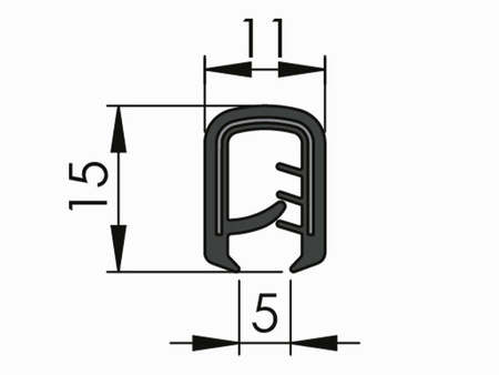 PVC edge trim, 11x15mm, 2.0-5.0mm, 100m