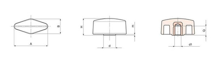 Motýlek s neprůchozí závitovou pouzdrem D-33mm M8