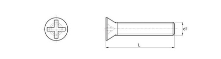 Šroub s kuželovou hlavou, plochý, s křížovým zářezem M2,5 x 25mm, DIN 34811 (DIN 965)