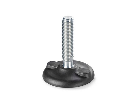 Swivel foot with mounting holes and a wrench flat, R24 D-105mm M30