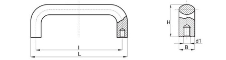 Uchwyt pałąkowy aluminiowy z otworami gwintowanymi L-113mm I-100mm M6