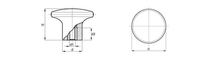 Pilzgriff mit Gewindebuchse D-22mm M5