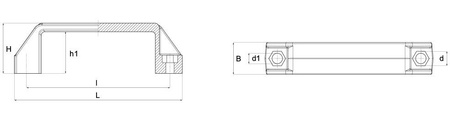 Bow handle with through holes for hexagon screws DIN 933 / DIN 931 L-150mm I-132mm.