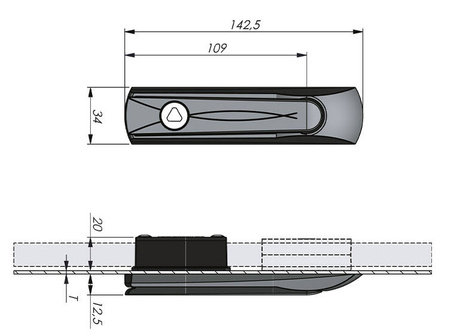 Tilt handle with shaped insert, 2.6-3.5 mm, double-wing 3