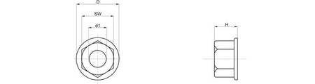 Sechskantmutter mit Flansch D-11mm SW-8mm M5