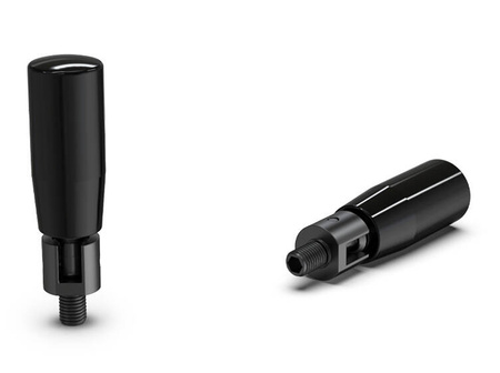 Rotating handle, foldable, made of duroplast, with a threaded pin D-23mm H-89mm M10 x 14mm