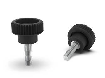 Gerändelter Knopf mit Gewindestift aus Edelstahl D-21mm M5