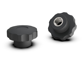 Hvězdicový knoflík s matkou zapuštěnou v plastu D-40mm M8, robustní verze