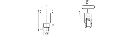 Locking pin D-24mm d2-M12x1.00mm SW-12 d1-7mm with lock