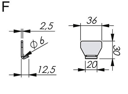 Haken ohne Löcher, Typ F, unbehandelter Stahl