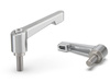 Adjustable lever made of chrome-plated zinc alloy with a stainless steel threaded pin and metal button L-74; d1-8; S-50.