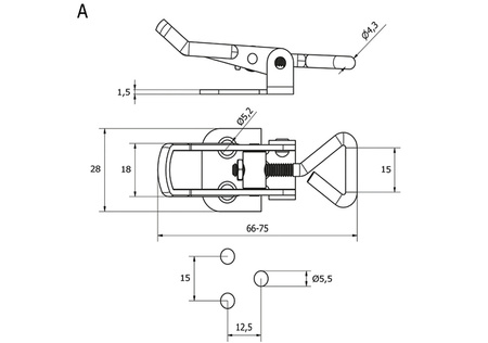 Verriegelung mit Löchern, Typ A, Edelstahl