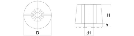 Through butterfly nut with serrated flange D-24mm M6