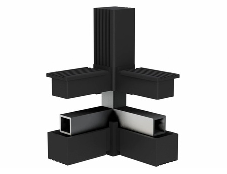 Łącznik 3D do 3 profili kwadratowych A-30mm B-30mm, 2,0mm, czarny