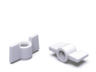 Butterfly nut D-26mm M6, white