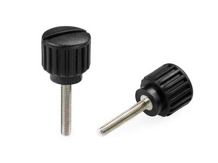 Knurled knob with a screwdriver slot and threaded pin D-17.5mm M6