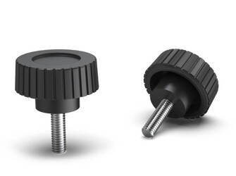 Rändelknopf mit Gewindestift D-22,5mm M6 x 35mm