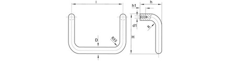 Tubular bow handle, with M8 threaded bushings, l - 350