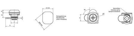 Quarter-turn lock with self-locking key D-20.5mm h2-8mm R-16.25mm