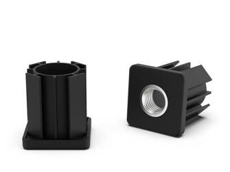 Threaded sleeve cap made of stainless steel for square profiles A-40mm h-35mm M10.