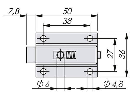 Federklinke mit Griff, fest unten, für Schrauben 7,8 mm GD-Zn.