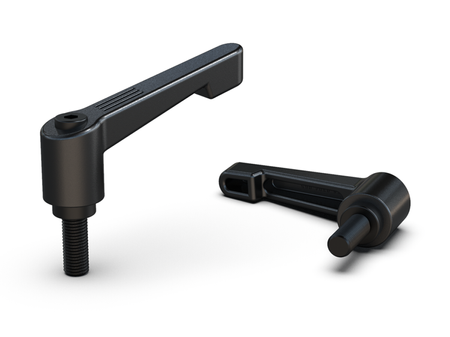 Adjustable lever with threaded pin R-78mm M10 x 25mm, reinforced version, slim design, RAL9005 (deep black)