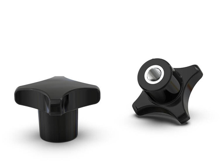 Cross knob made of duroplast with a threaded bushing D-25mm M5, DIN 6335