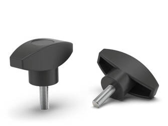 Pokrętło motylkowe z trzpieniem gwintowanym i zaślepką D-40mm, M6 x 31