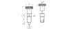 Feststellstift D-21mm d2-M12 SW-12 d1-8mm mit Stift aus vernickeltem Stahl und Verriegelung.