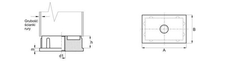 Obdélníková zástrčka se závitem ze slitiny zinku A-60mm (59,9- 23/64") B-30mm (29,8-1 11/64") d1-M10x18mm 2,5mm