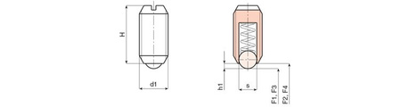 Západka se závitem H-24mm M16 s kuličkou